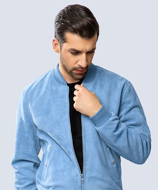 Custom bomber jackets in suede and nylon - wholesale supplier Dubai